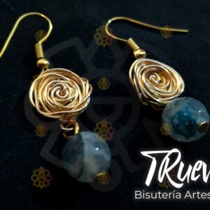 Pendientes de rosa con ágata de colores