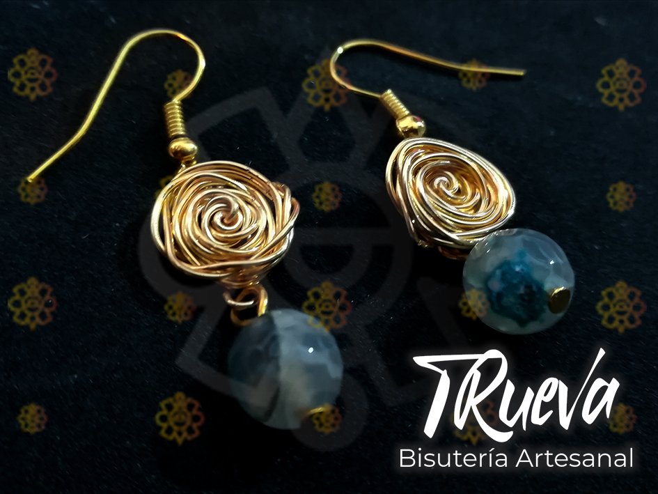 Pendientes de rosa con ágata de colores