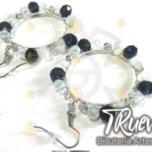 Arracadas cristales azul y blanco