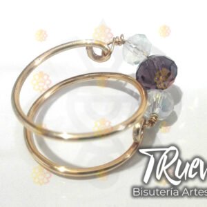 Anillo espiral con 3 cristales