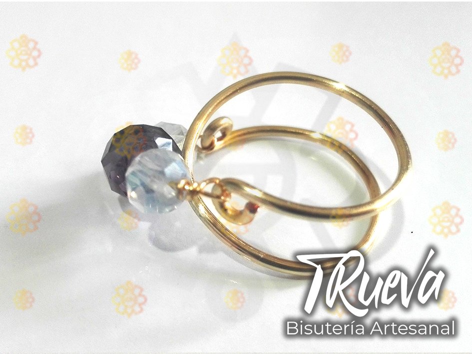 Anillo espiral con 3 cristales - Image 3