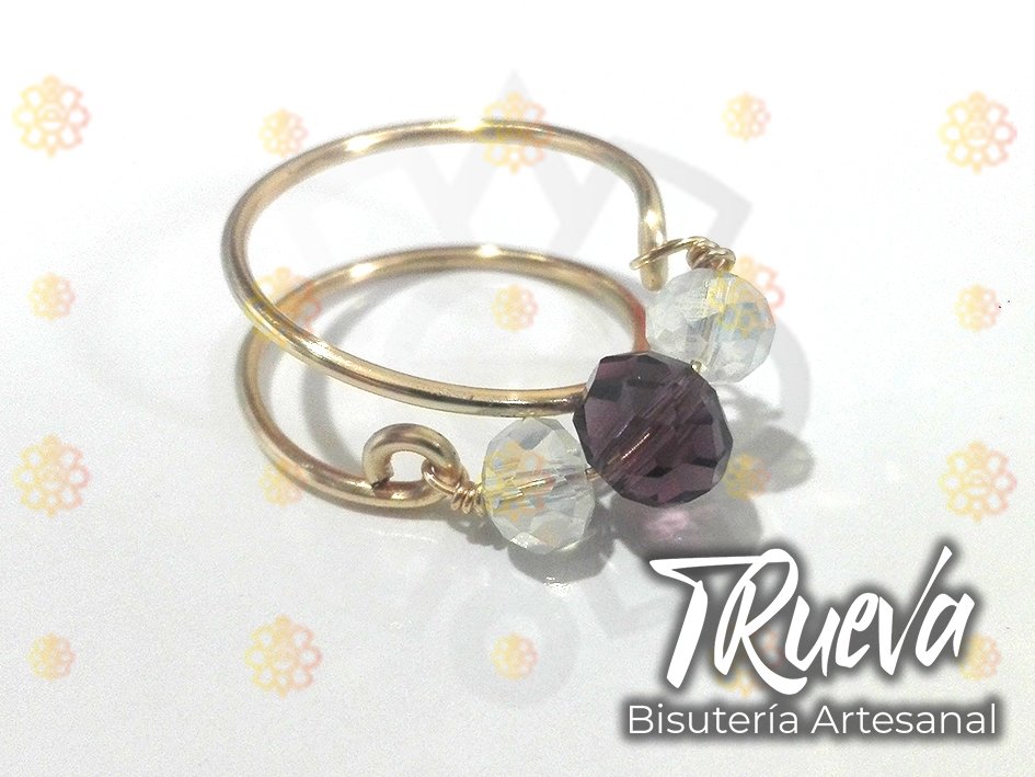 Anillo espiral con 3 cristales - Image 2